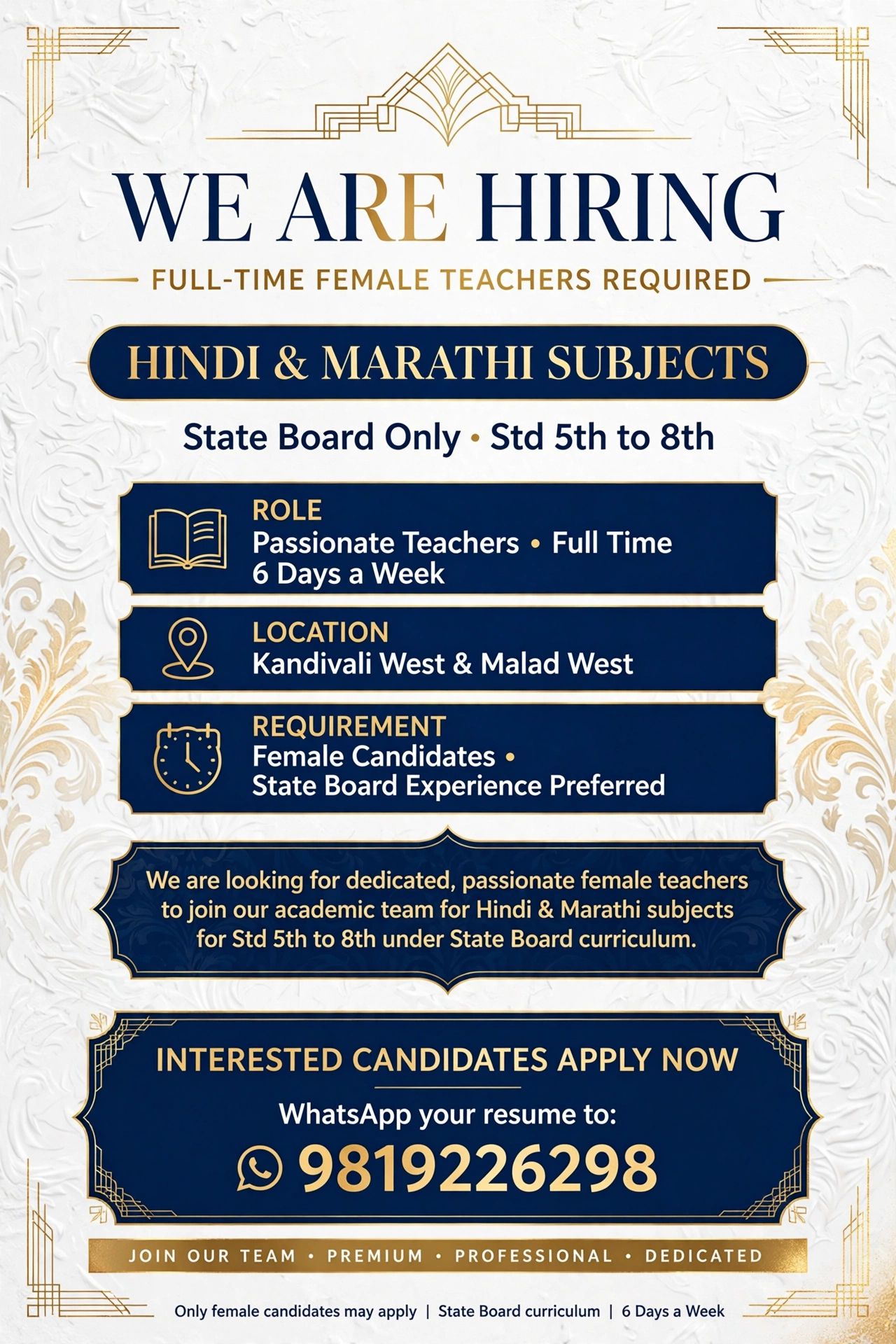 Hindi & Marathi teacher