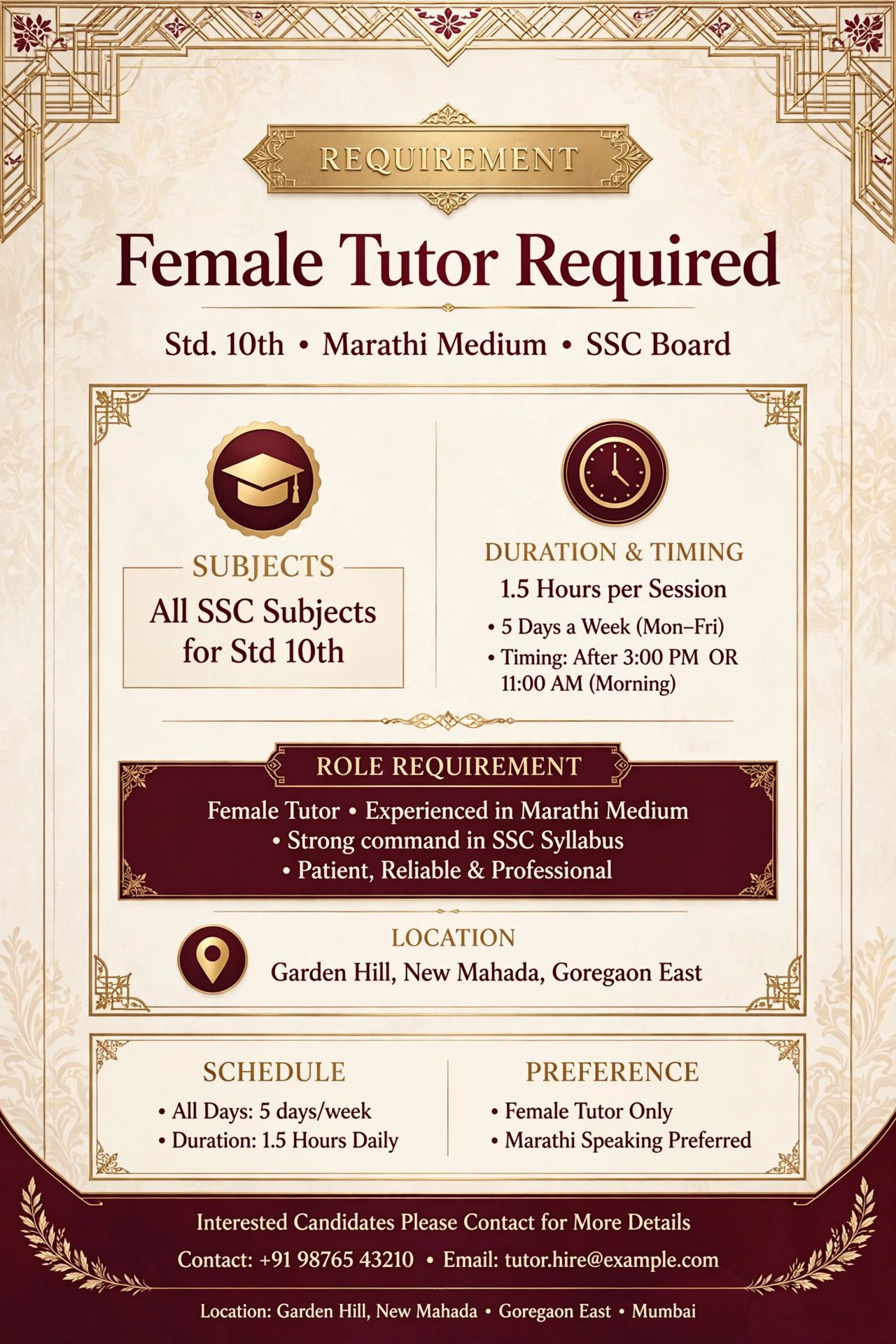 Female tutor