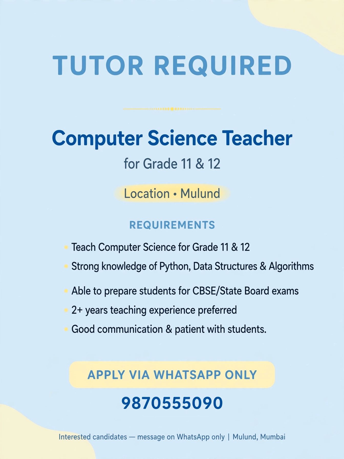 Computer teacher