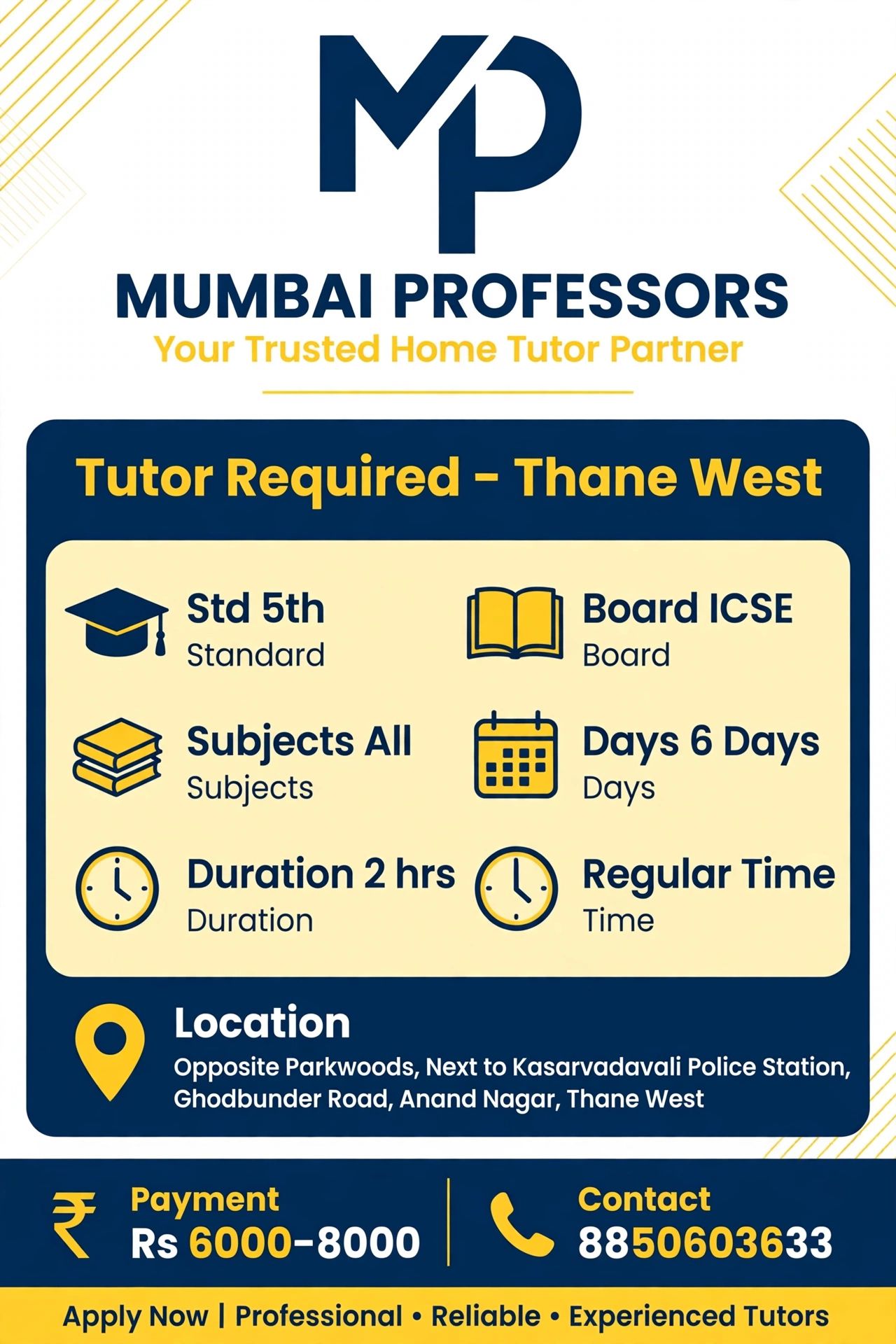 ICSE teacher required