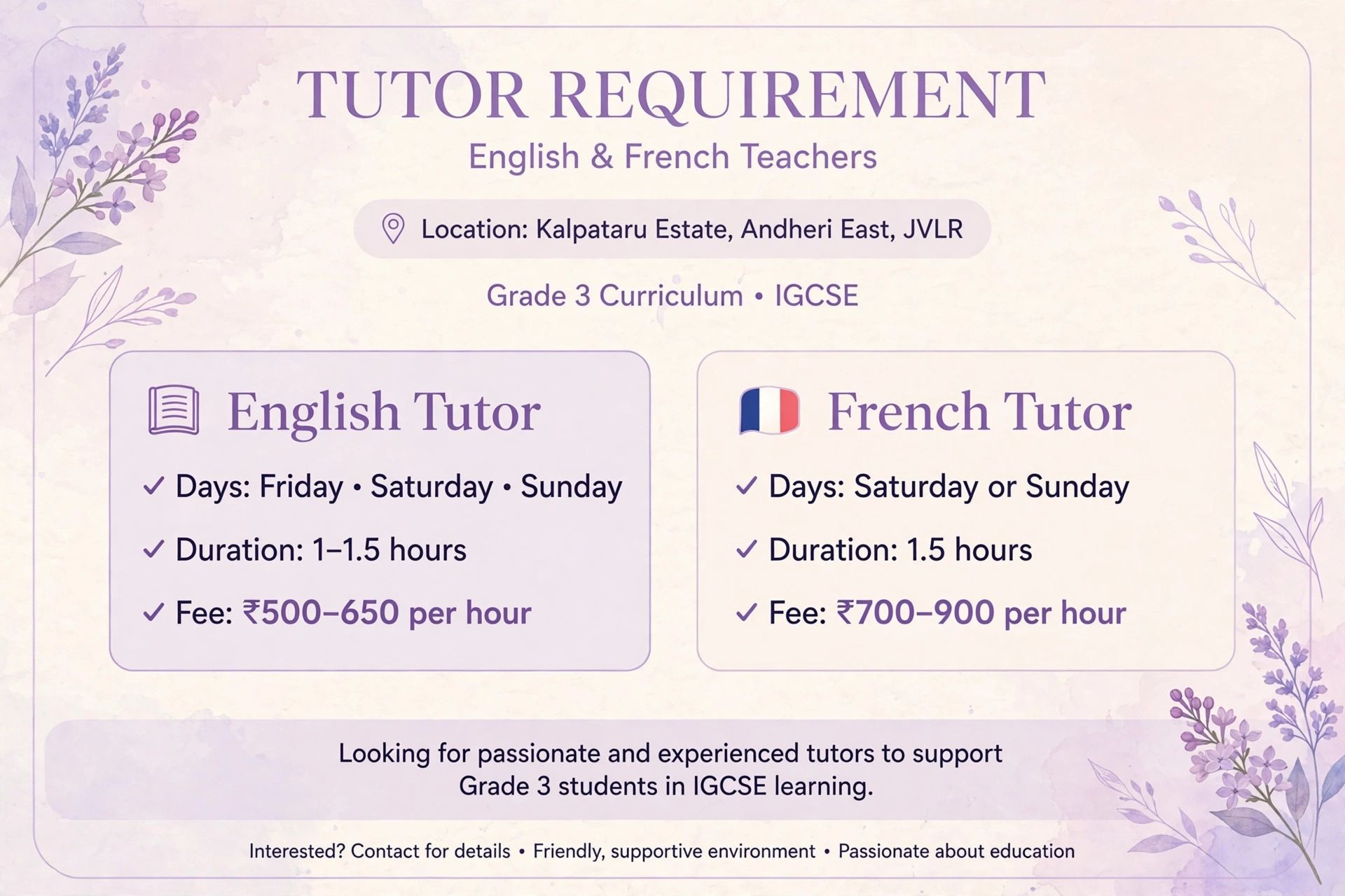 English & french teachers
